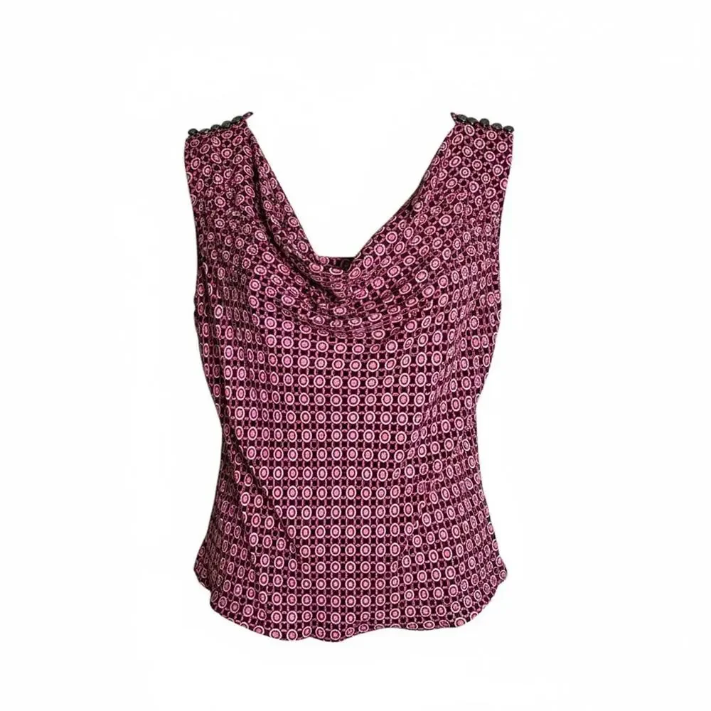 Michael Kors Pink Black Silk Draped Blouse 4
